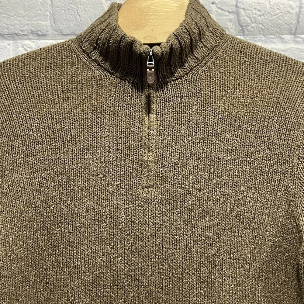Vintage Polo Ralph Lauren 1/4 Zip Elbow Patch‎ Hemp Blend Pullover Sweater Sz XL